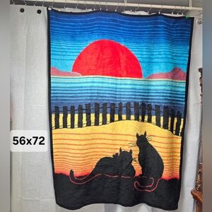 Vintage Reygers Cats On tahe Beach Sundown Plush Blanket Thorw 56" x 72"